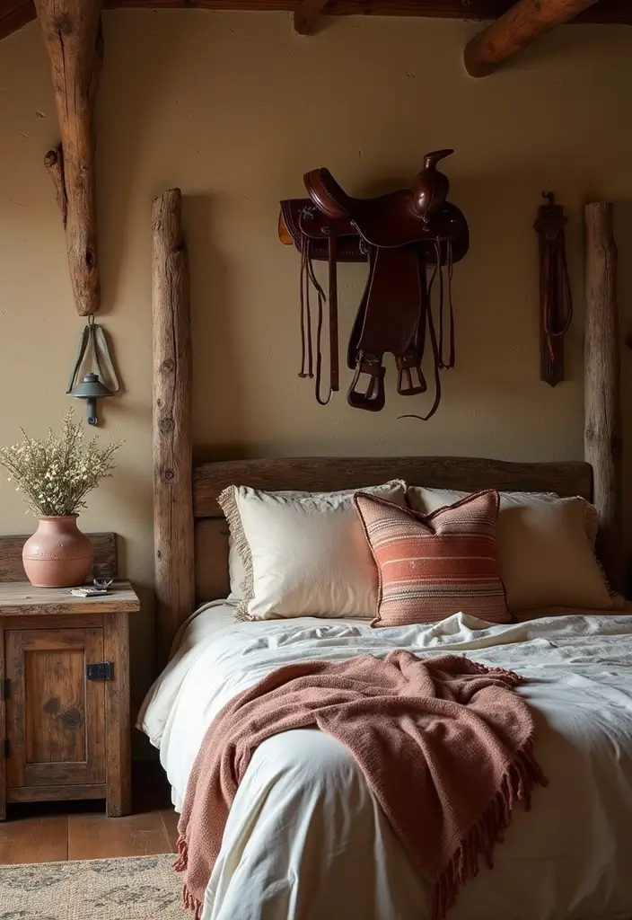 25 Western Bedroom Ideas for Teens That Channel Cowboy Energy - 5. Saddle-Inspired Decor
