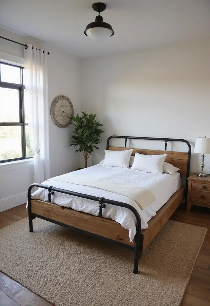 27 Small Bedroom Ideas for Men Minimalist That Look Strong & Clean - 1. Industrial-Style Furniture