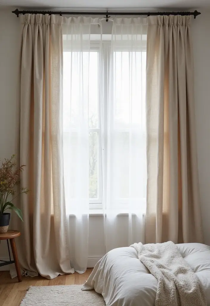 27 Small Bedroom Ideas for Men Minimalist That Look Strong & Clean - 16. Neutral Curtains