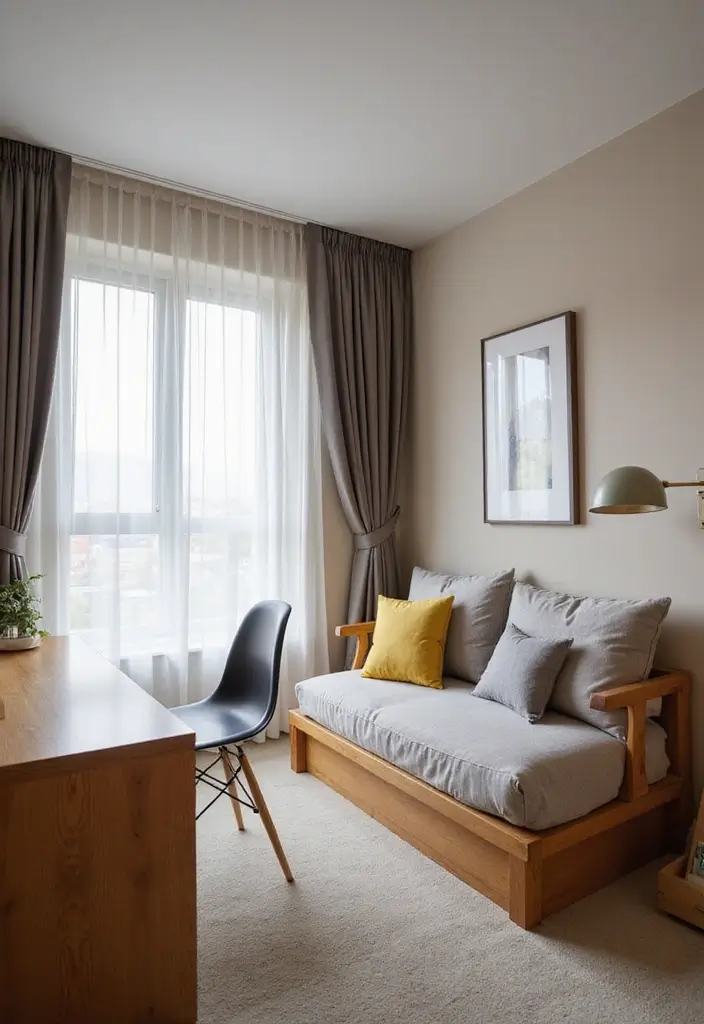 27 Small Bedroom Ideas for Men Minimalist That Look Strong & Clean - 23. Multi-Purpose Areas