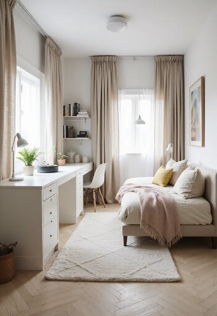 27 Small Bedroom Ideas for Men Minimalist That Look Strong & Clean - 7. Functional Furniture Layout