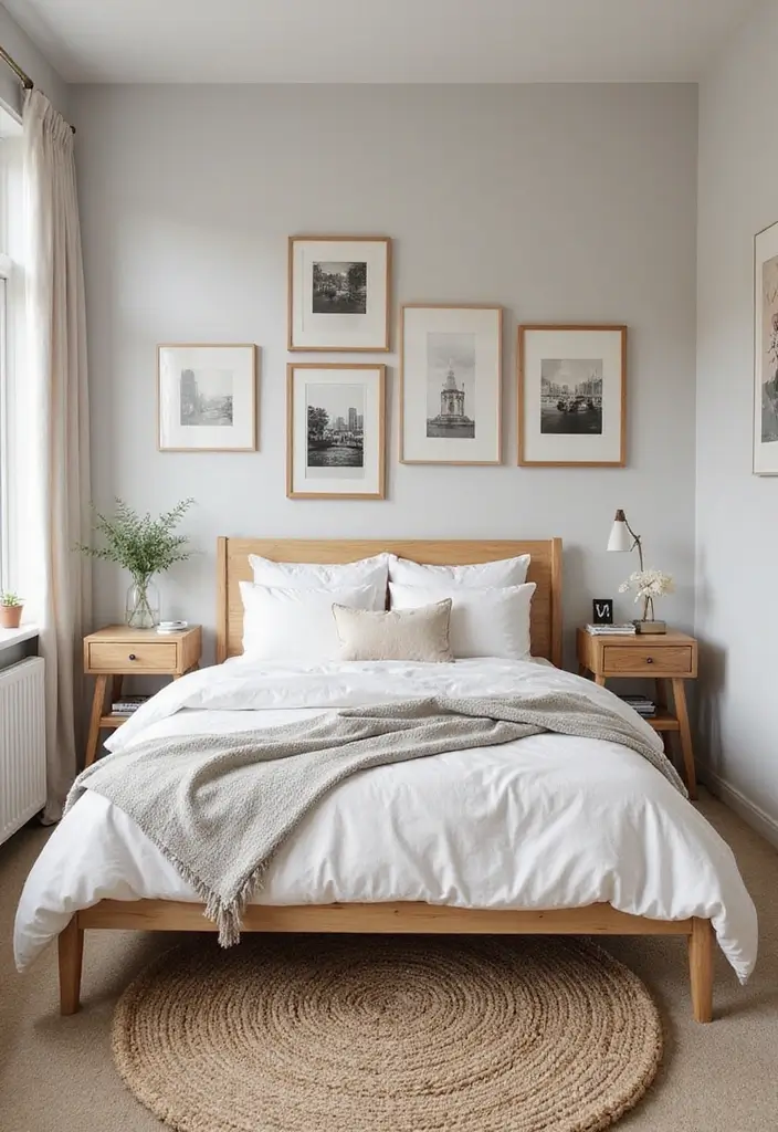 29 Very Small Bedroom Ideas for Couples That Feel Romantic & Cozy - 14. Wall Art for a Personal Touch