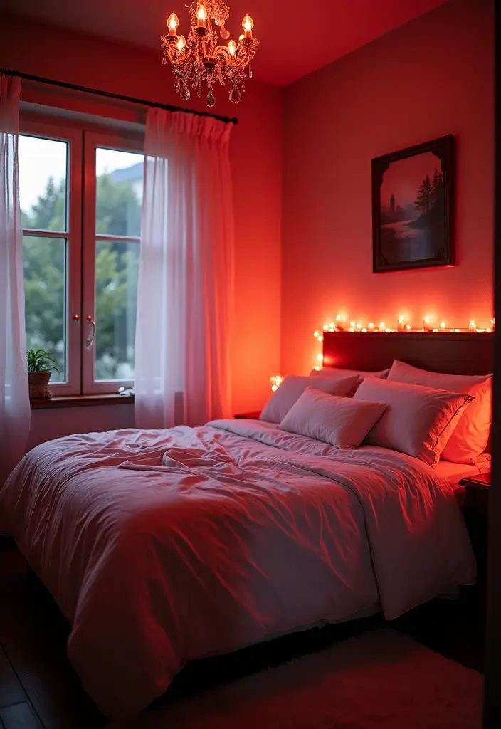 29 Very Small Bedroom Ideas for Couples That Feel Romantic & Cozy - 24. Soft Color Lighting