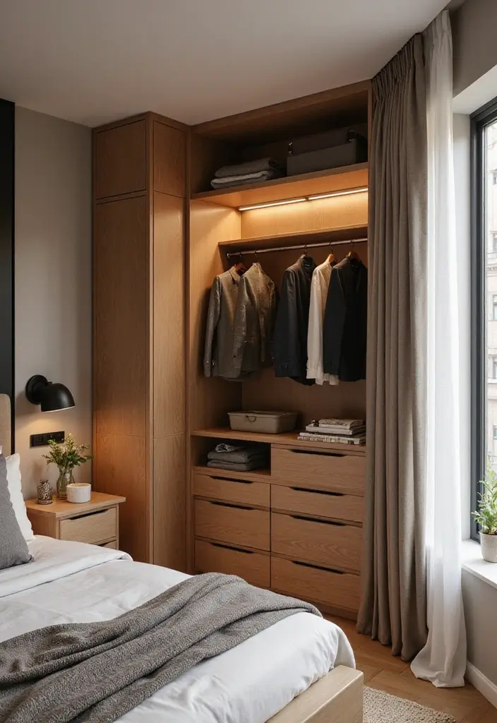 29 Very Small Bedroom Ideas for Couples That Feel Romantic & Cozy - 25. Stylish Closet Organization