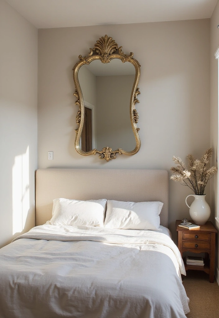 29 Very Small Bedroom Ideas for Couples That Feel Romantic & Cozy - 6. Use of Mirrors to Create Illusion of Space