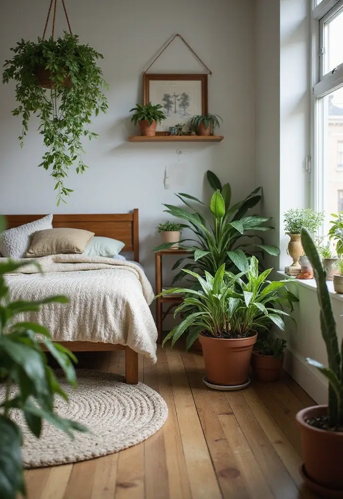 29 Very Small Bedroom Ideas for Couples That Feel Romantic & Cozy - 8. Incorporate Nature with Plants