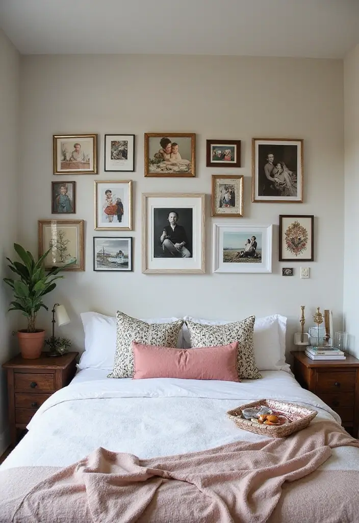 29 Very Small Bedroom Ideas for Couples That Feel Romantic & Cozy - 9. Personal Touches with Artwork