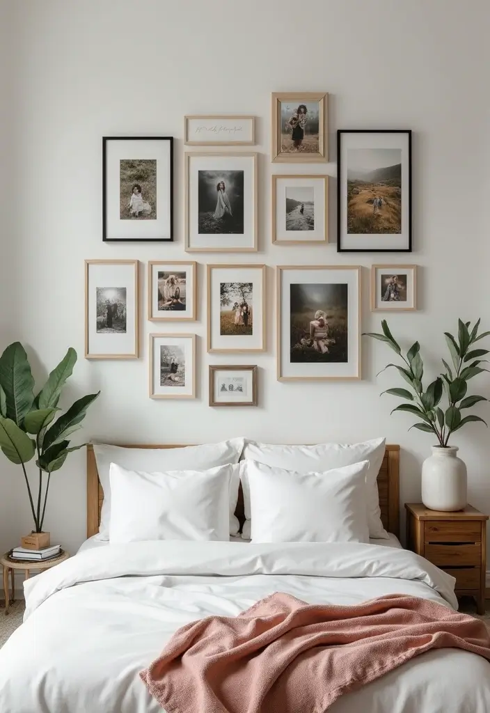 30 Bedroom Design Ideas for Women That Blend Chic and Comfort - 15. Personalized Gallery Wall