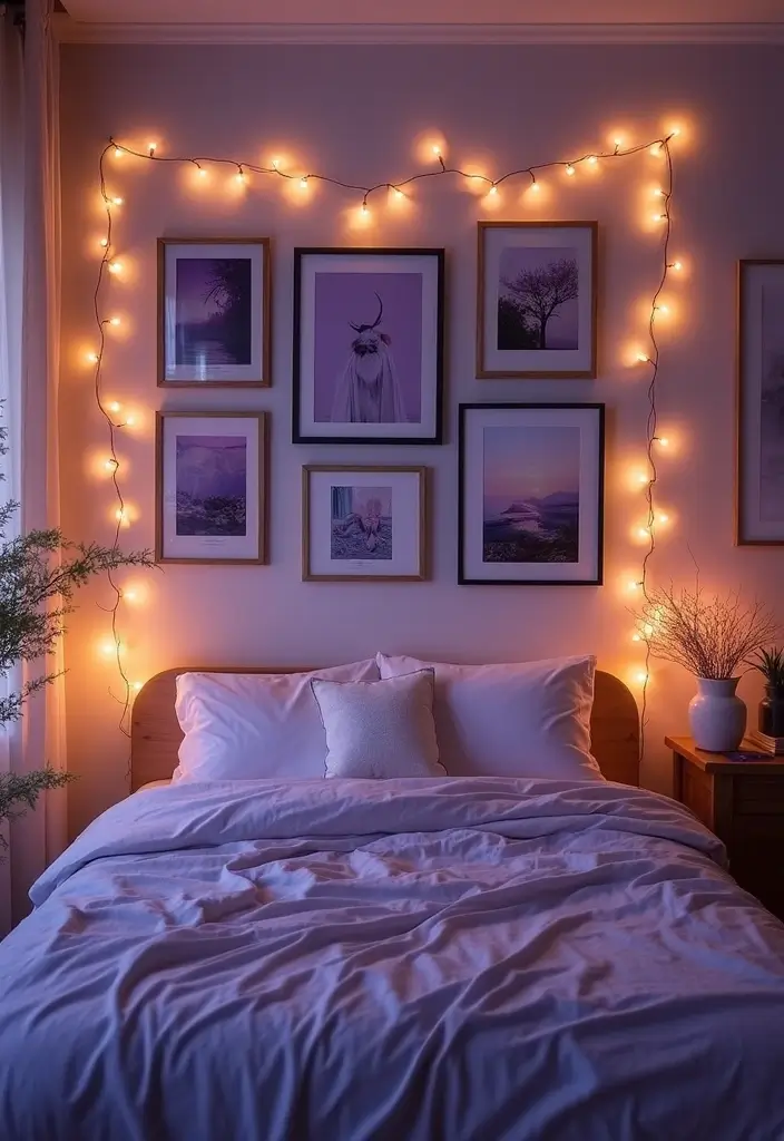 30 Purple Bedroom Ideas for Teens That Look Trendy & Vibrant - 10. Personalized Wall Art Display