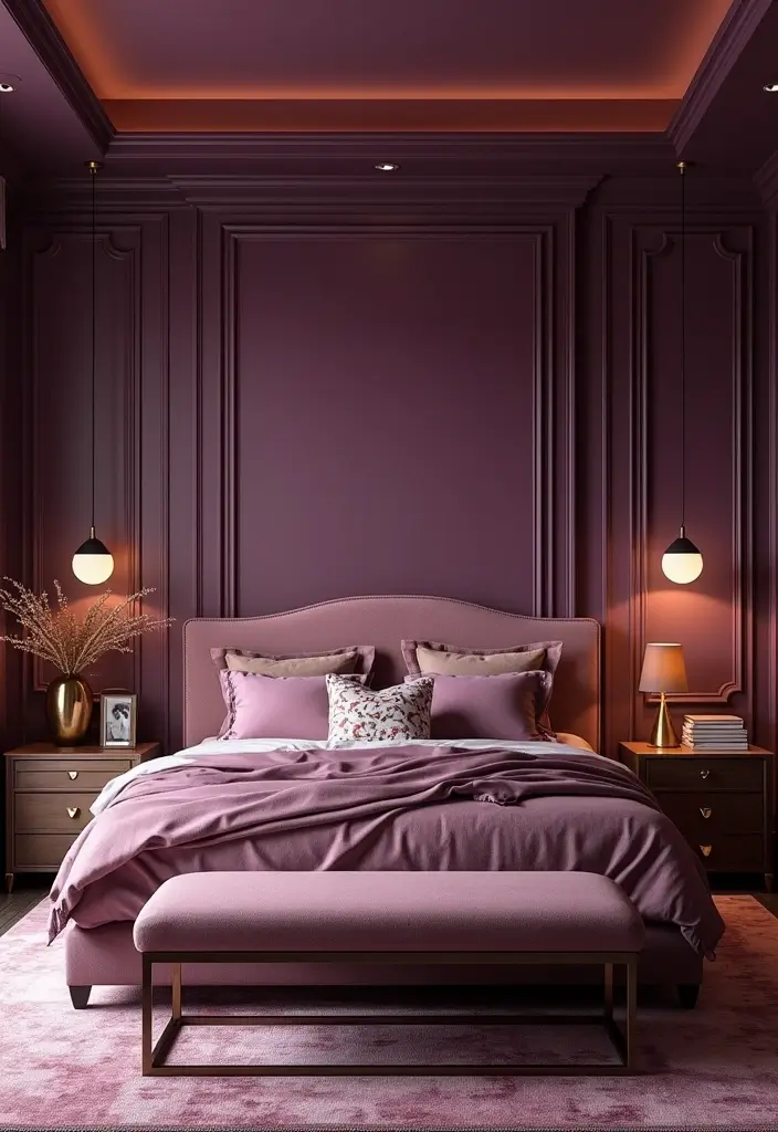 30 Purple Bedroom Ideas for Teens That Look Trendy & Vibrant - 16. Purple and Gold Glam
