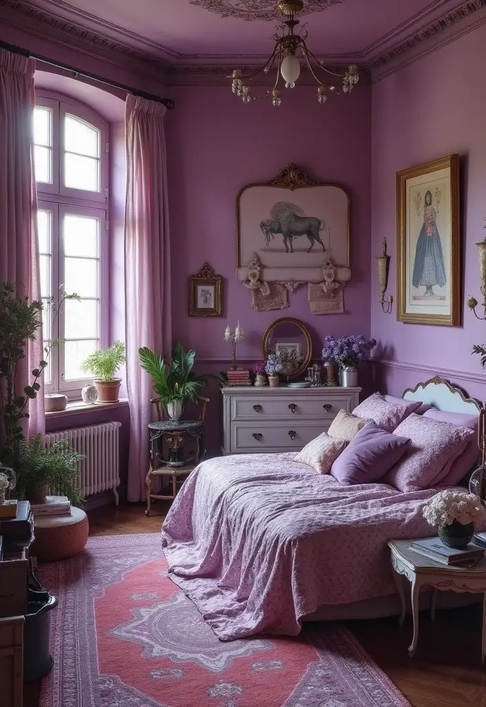 30 Purple Bedroom Ideas for Teens That Look Trendy & Vibrant - 19. Purple Vintage Finds