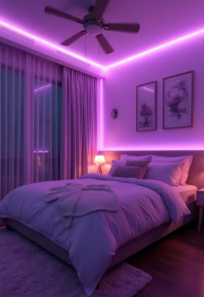 30 Purple Bedroom Ideas for Teens That Look Trendy & Vibrant - 20. Soft Purple Lighting