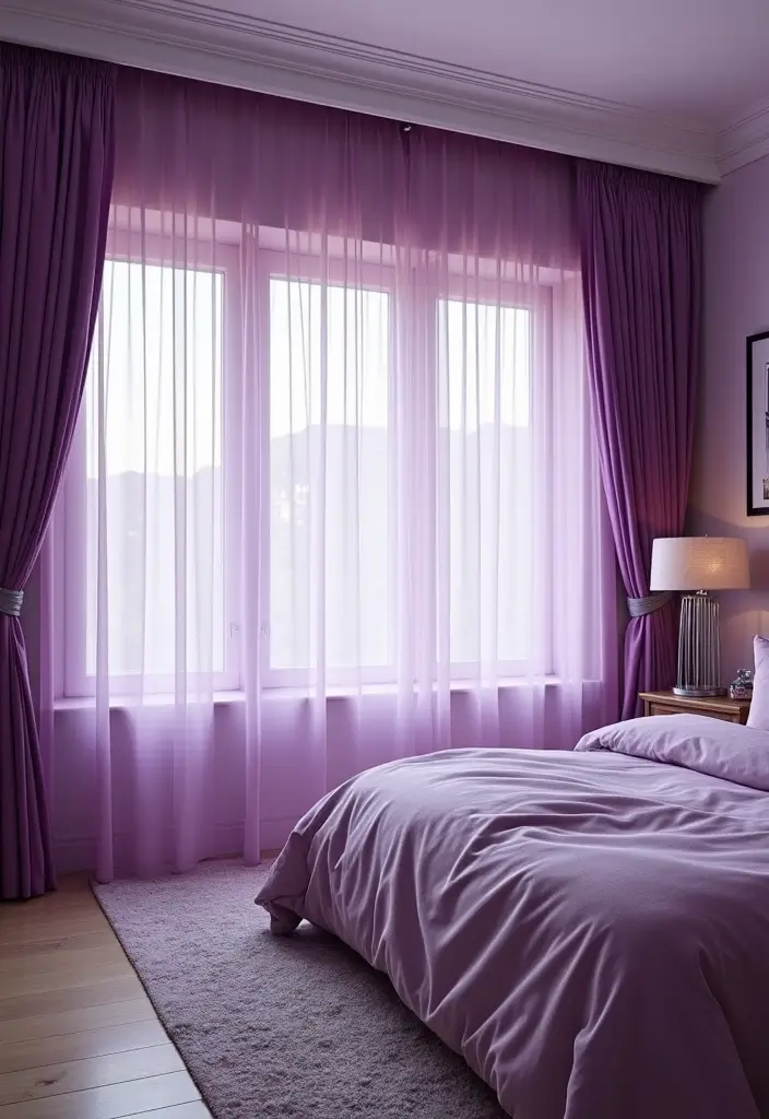 30 Purple Bedroom Ideas for Teens That Look Trendy & Vibrant - 21. Purple Window Treatments