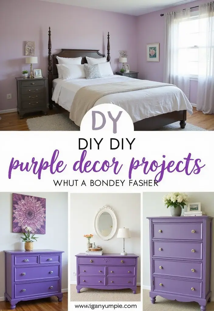 30 Purple Bedroom Ideas for Teens That Look Trendy & Vibrant - 24. DIY Purple Decor Projects