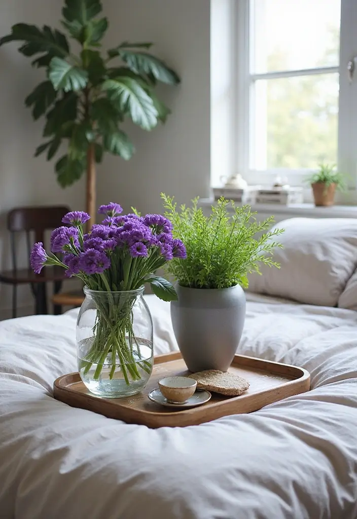 30 Purple Bedroom Ideas for Teens That Look Trendy & Vibrant - 29. Purple-Inspired Flowers and Greenery