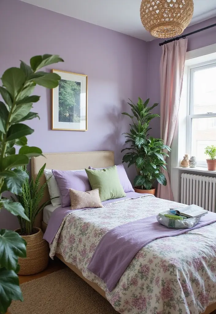 30 Purple Bedroom Ideas for Teens That Look Trendy & Vibrant - 7. Purple and Green Harmony