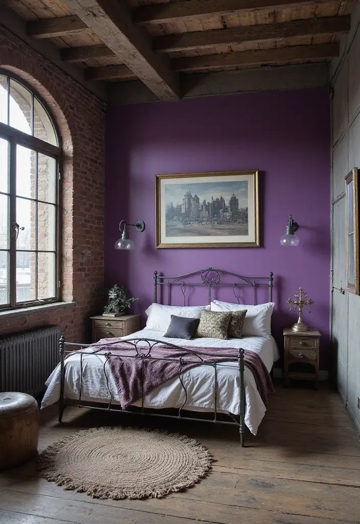 30 Purple Bedroom Ideas for Teens That Look Trendy & Vibrant - 8. Industrial Purple Edge
