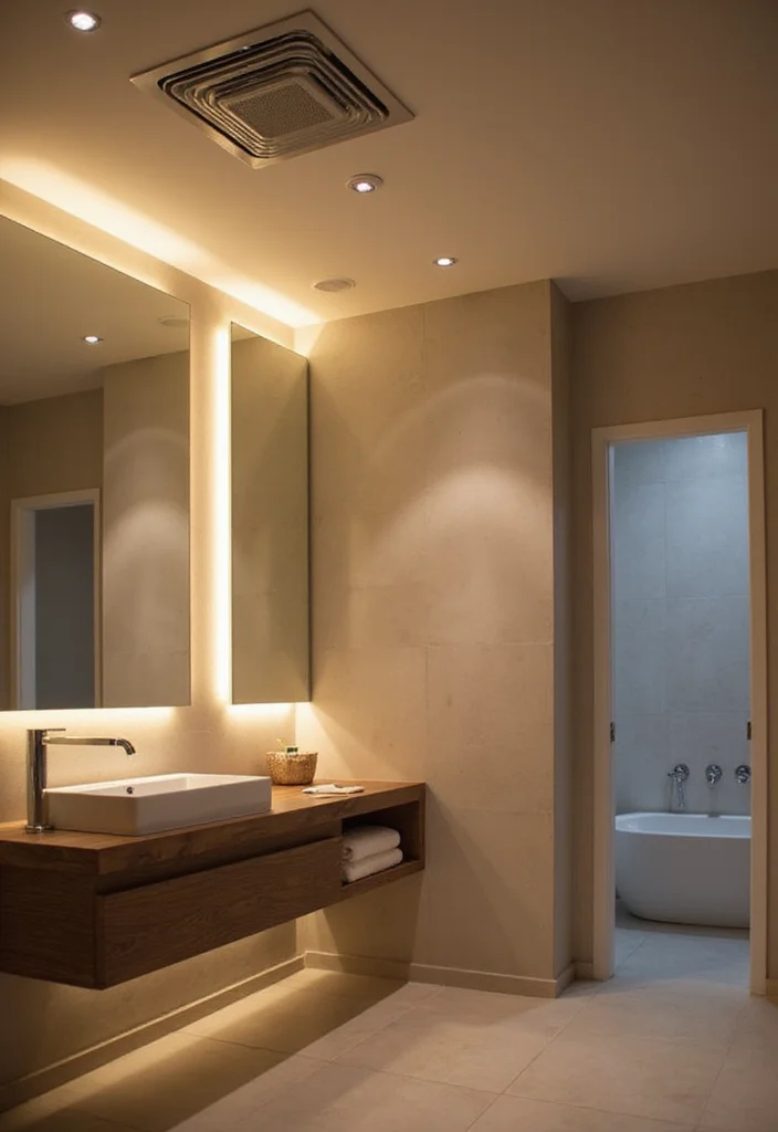 14 Bathroom Exhaust Fan Ideas That Blend With Decor - 12. Integrated LED Lighting