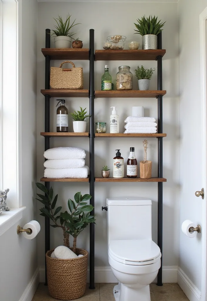 14 Bathroom Five Square Meter Ideas That Maximize Space - 1. Vertical Storage Shelves
