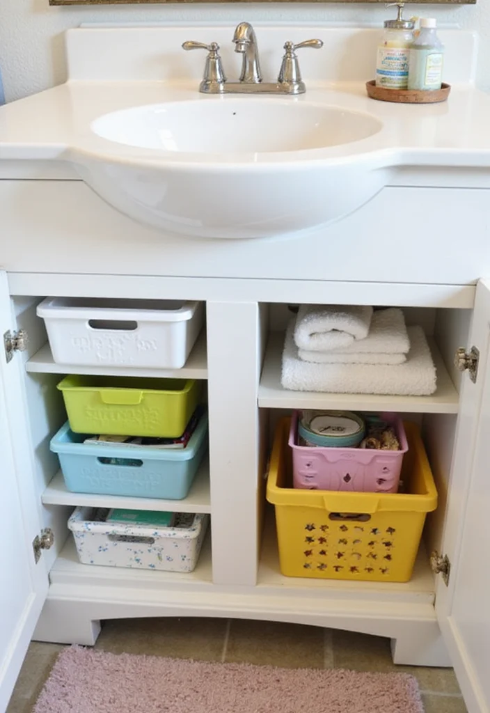 14 Kids Bathroom Vanity Ideas That Are Cute And Practical - 11. Under-Sink Storage Solutions
