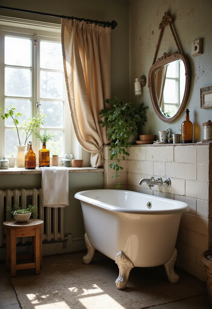 14 Lake House Bathroom Ideas With Cozy Style - 11. Vintage Accents