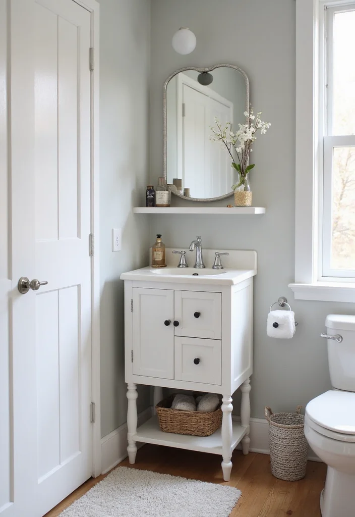 14 Powder Bathroom Vanity Ideas For Small Stylish Rooms - 3. Compact Corner Vanities
