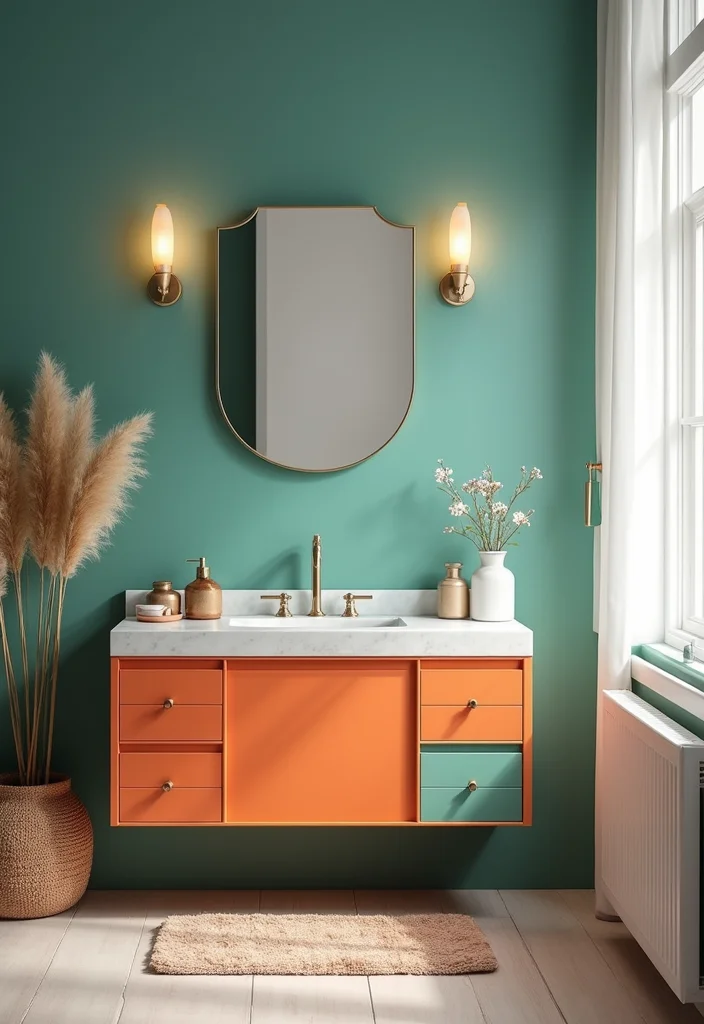 14 Powder Bathroom Vanity Ideas For Small Stylish Rooms - 5. Color-Pop Vanities