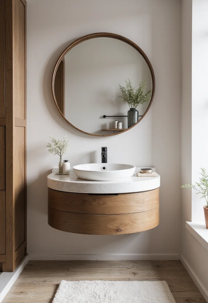 14 Powder Bathroom Vanity Ideas For Small Stylish Rooms - 9. Curved Vanity Designs