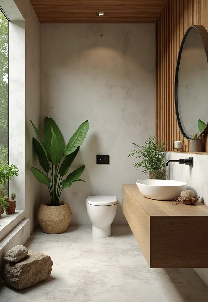 14 Romantic Bathroom Ideas With Soft Mood - 6. Nature-Inspired Decor