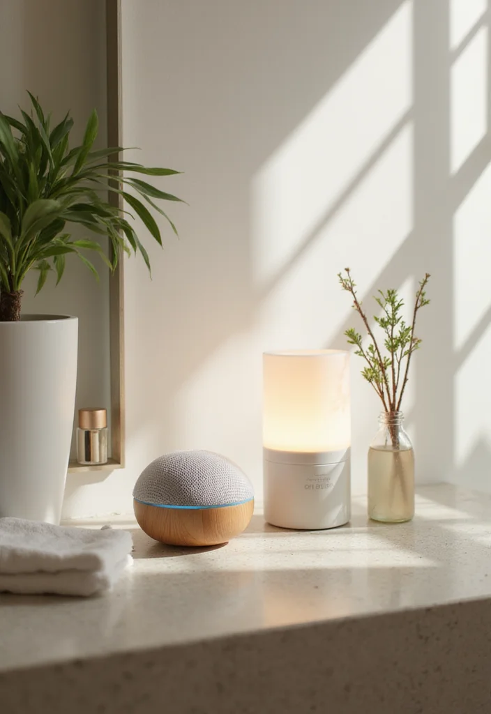 14 Romantic Bathroom Ideas With Soft Mood - 9. Soft Music and Aromatherapy