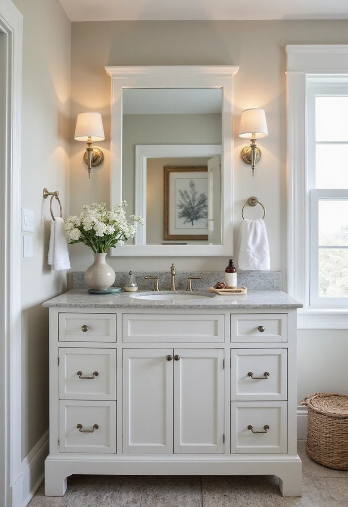 14 Single Vanity Bathroom Ideas That Maximize Space - 12. Bathroom Accessories for Cohesion