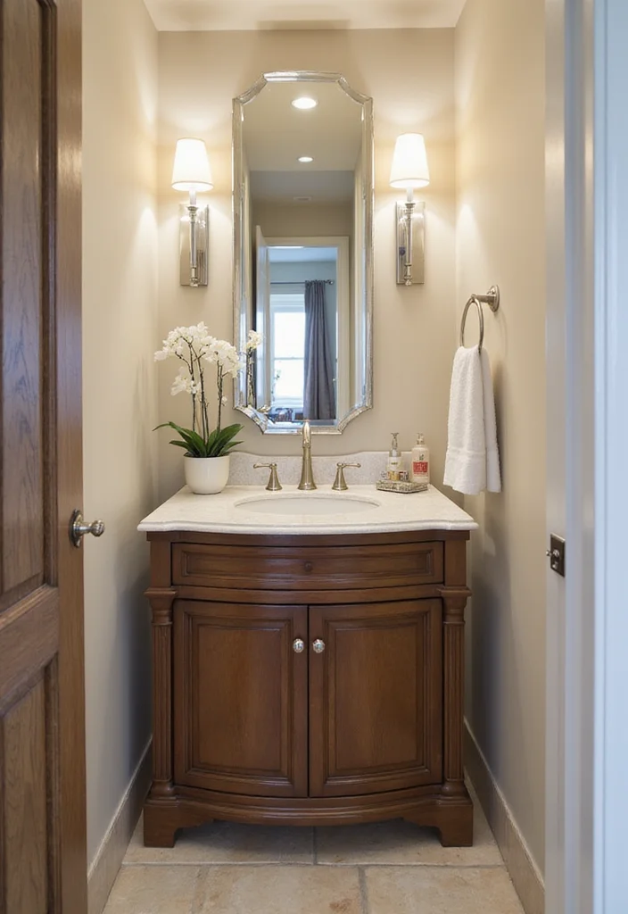 14 Single Vanity Bathroom Ideas That Maximize Space - 2. Compact Corner Vanities