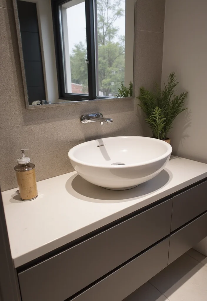 14 Single Vanity Bathroom Ideas That Maximize Space - 9. Innovative Sink Styles