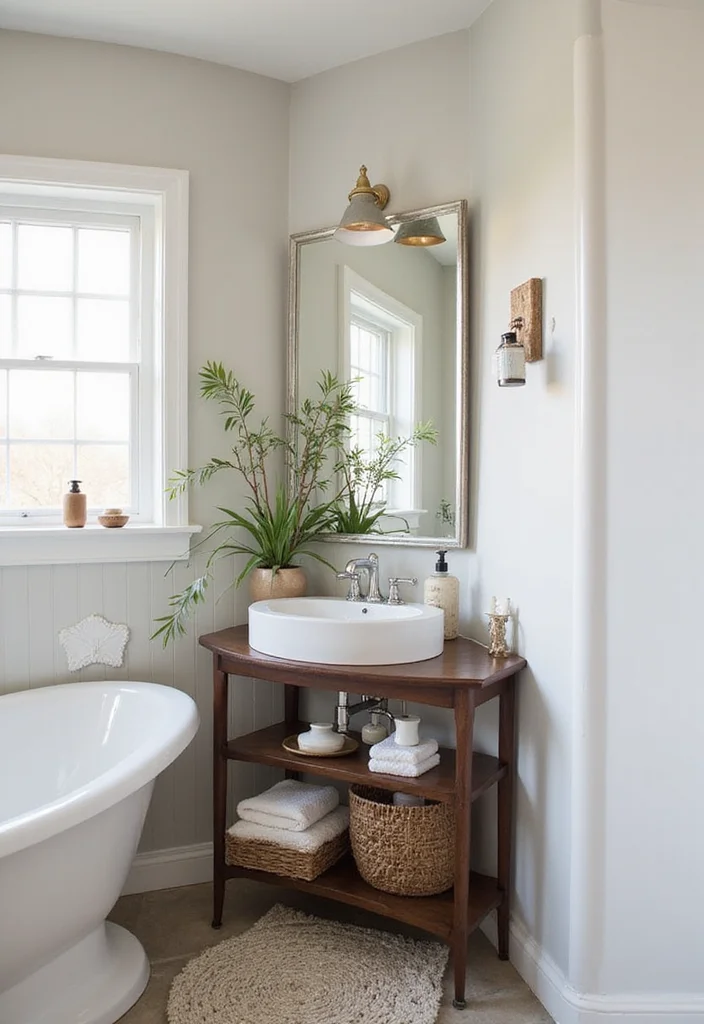 15 Bathroom Console Table Ideas For Stylish Storage - 12. Corner Console Table