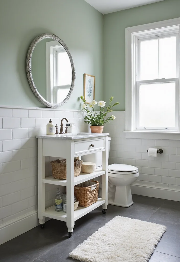 15 Bathroom Console Table Ideas For Stylish Storage - 14. Stylish Bathroom Carts