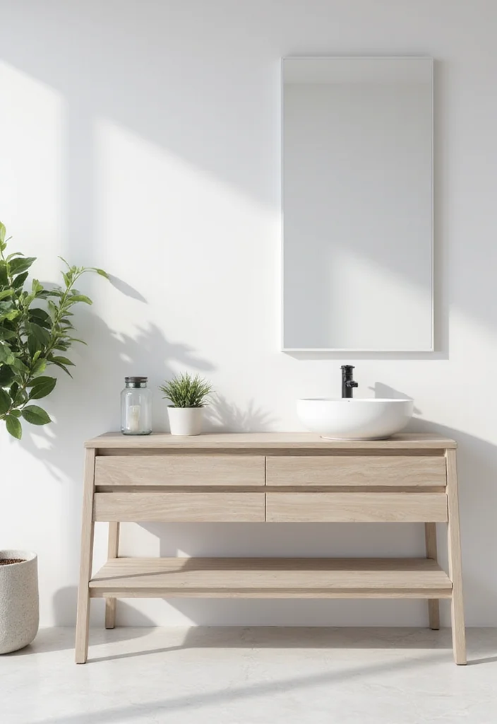 15 Bathroom Console Table Ideas For Stylish Storage - 2. Minimalist Modern Console Table