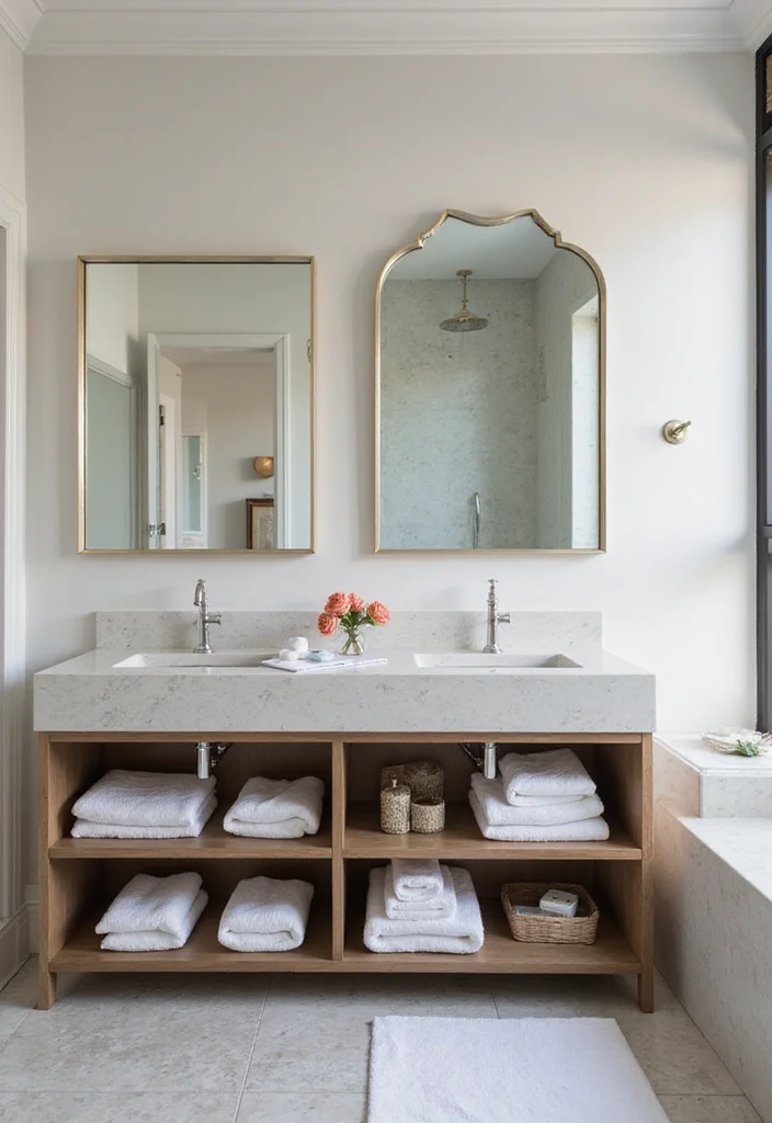 15 Bathroom Console Table Ideas For Stylish Storage - 7. Console with Open Shelving