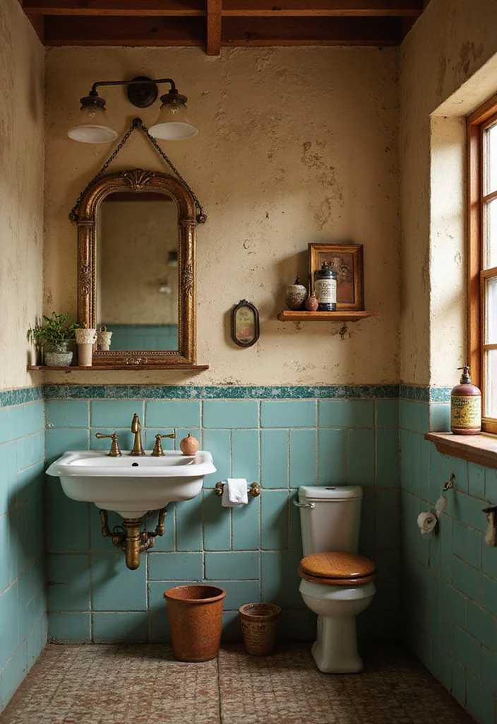 15 Garage Bathroom Ideas For Practical Design - 10. Vintage Vibes