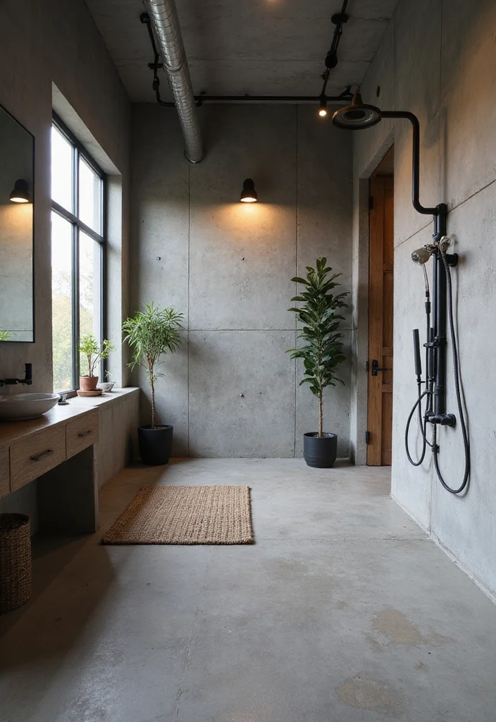 15 Garage Bathroom Ideas For Practical Design - 12. Modern Industrial Style
