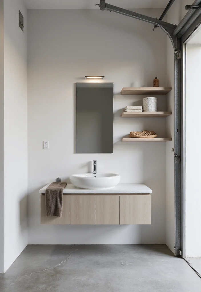 15 Garage Bathroom Ideas For Practical Design - 3. Minimalist Design for Small Spaces