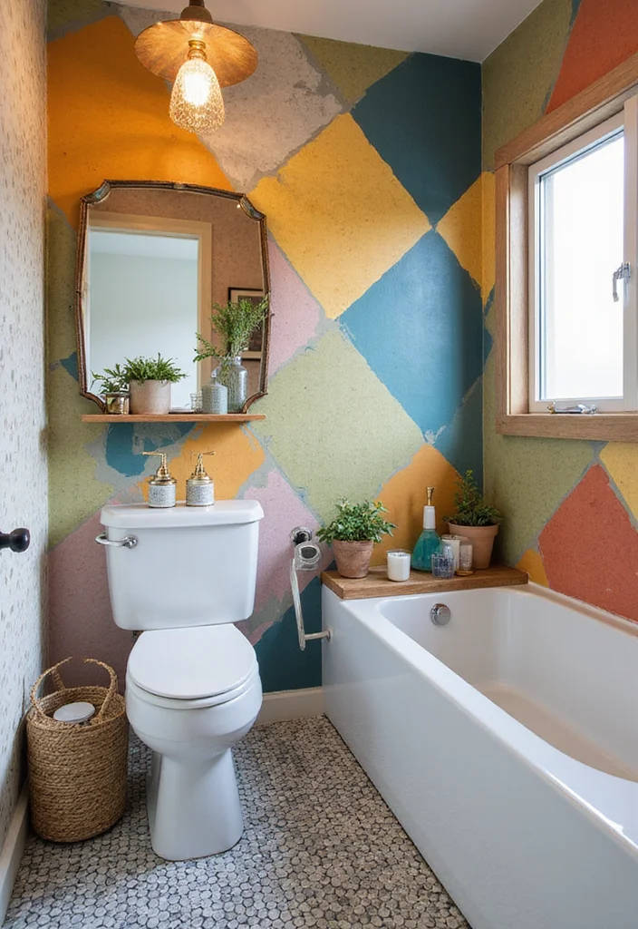 15 Garage Bathroom Ideas For Practical Design - 8. Colorful Accent Walls