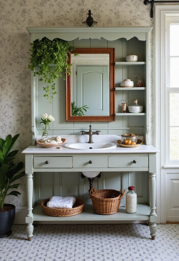15 Vintage Bathroom Vanity Ideas With Classic Charm - 3. Vintage Washstand Vanity