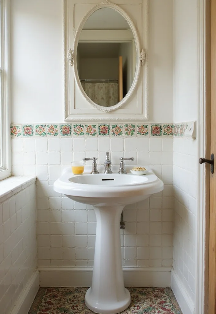 15 Vintage Bathroom Vanity Ideas With Classic Charm - 5. Retro Pedestal Sink