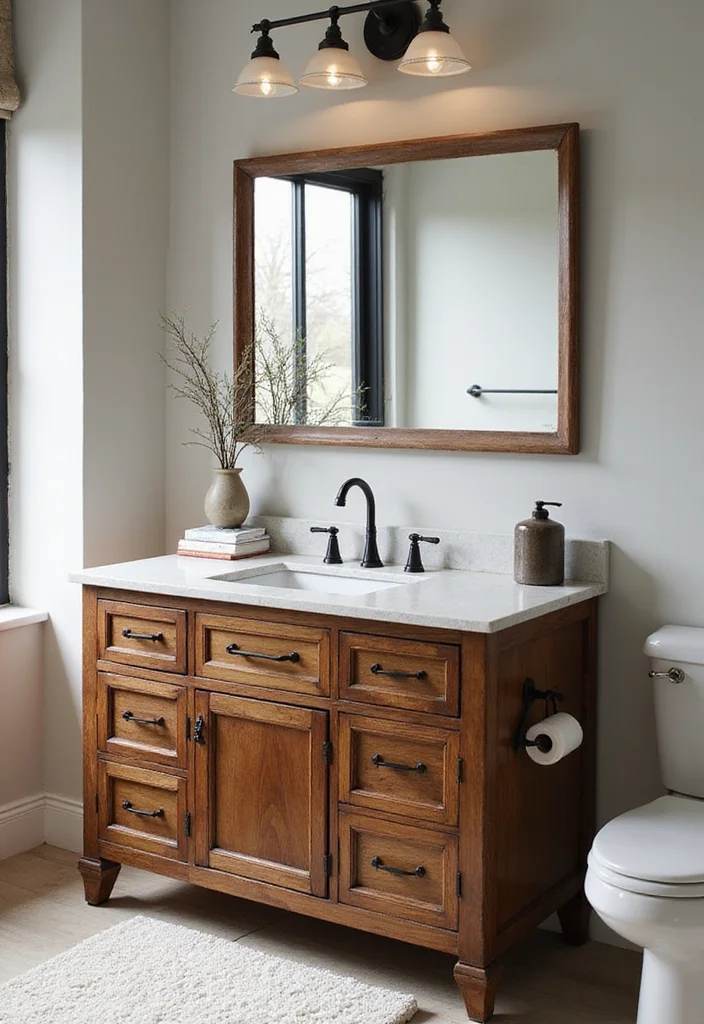 15 Vintage Bathroom Vanity Ideas With Classic Charm - 9. Modern Twist on Vintage Design