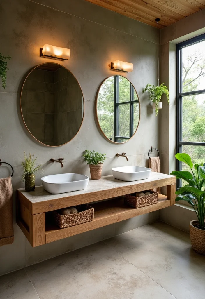 16 Bathroom Ideas With Double Sinks That Work Beautifully - 10. Eco-Friendly Bathroom