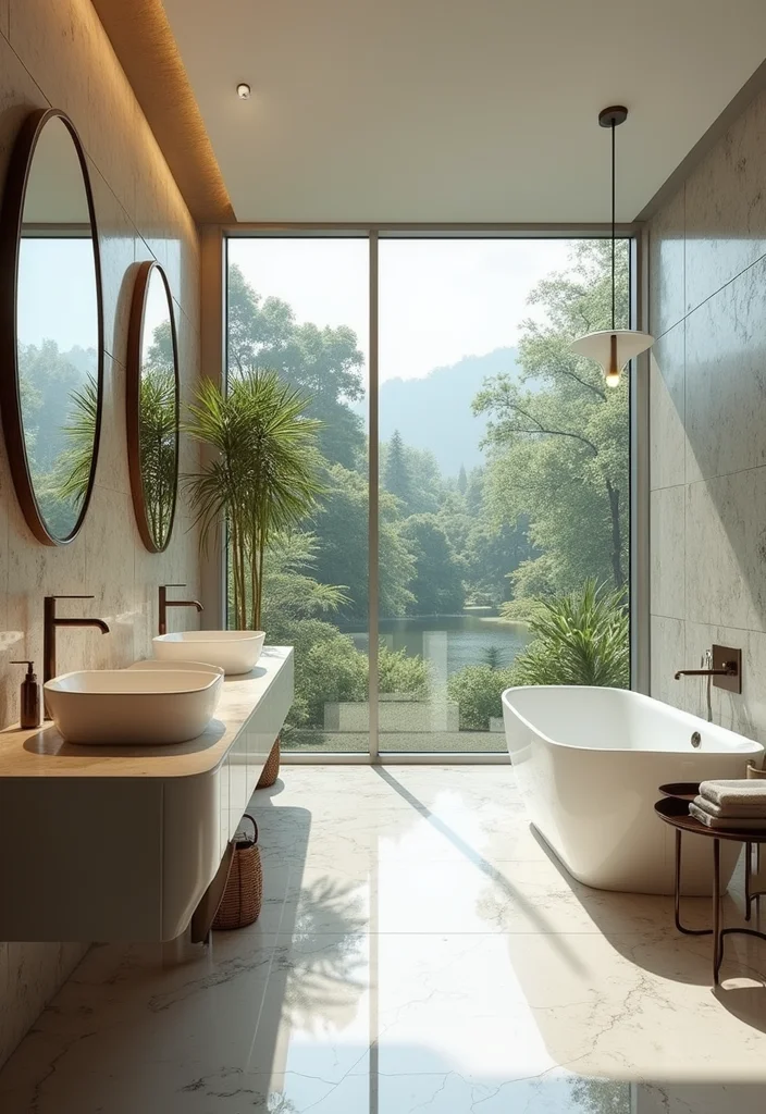 16 Bathroom Ideas With Double Sinks That Work Beautifully - 16. Luxury with a View