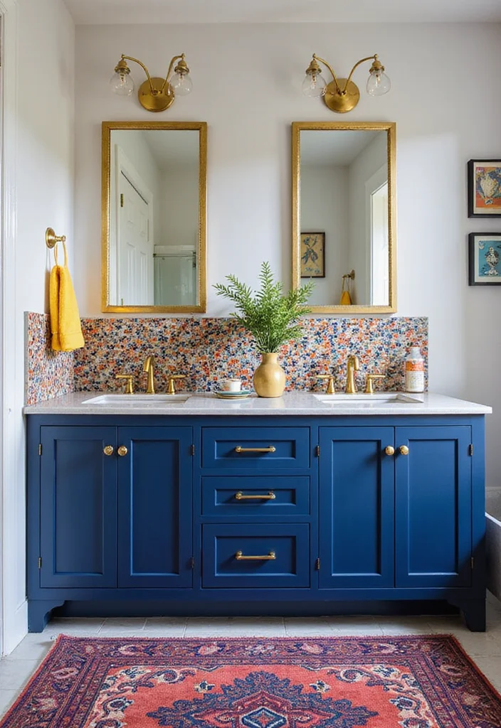 16 Bathroom Ideas With Double Sinks That Work Beautifully - 3. Bold and Colorful Combinations