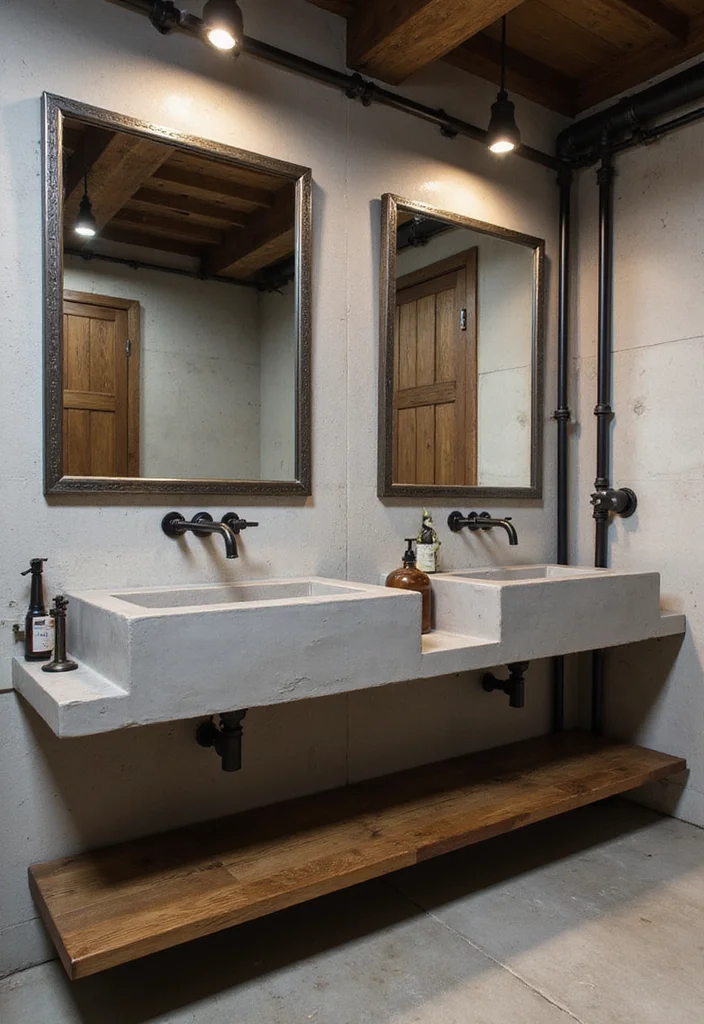 16 Bathroom Ideas With Double Sinks That Work Beautifully - 5. Industrial Edge