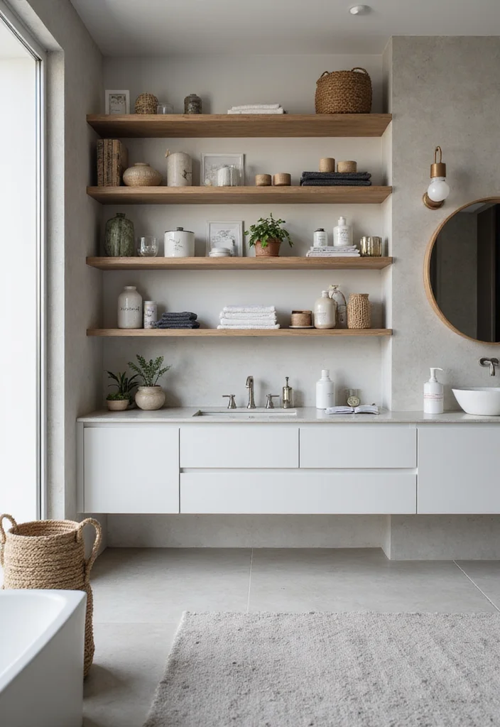 16 Bathroom Ideas With Vanity For Every Style - 15. Open Shelving Vanities