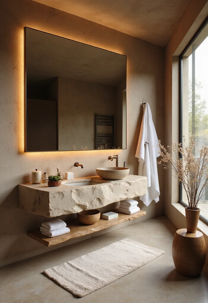 16 Bathroom Ideas With Vanity For Every Style - 7. Spa-Like Serenity with Stone Vanities